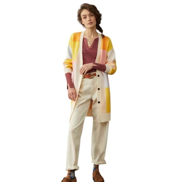 Anthropologie Amadi Lexie Colorblocked Cardigan Sweater - Picture 2 of 12